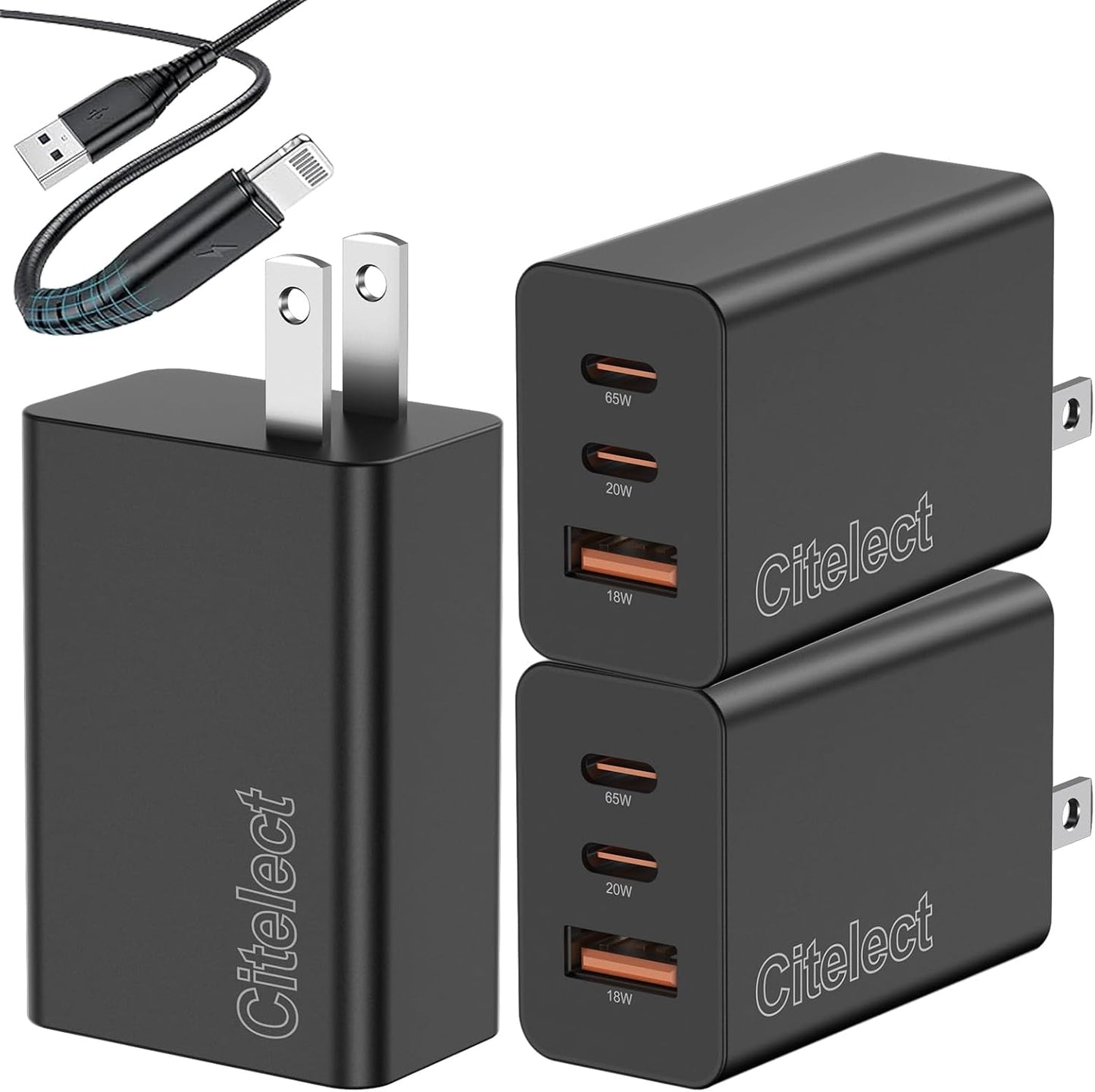 3Pack 65W USB C Charger Block